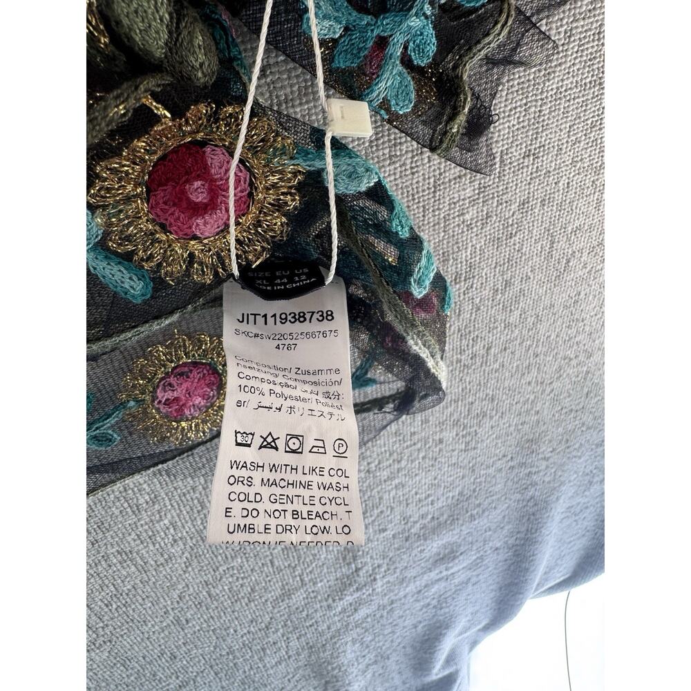 SHEIN VCAY Embroidered Floral Mesh Crop Top Women’s XL Black Sheer NWT - Picture 7 of 14
